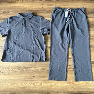 Figs Mens Scrub Set Lima Polo Straight Leg Pant 2XL Pride Rainbow Charcoal Gray
